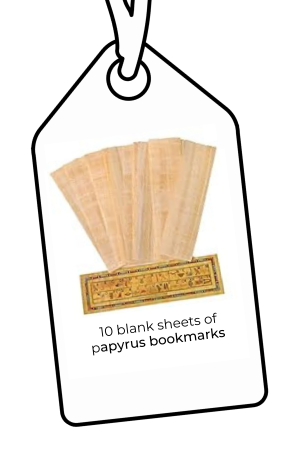10 sheets of blank papyrus paper bookmarks and ancient Egyptian alphabet chart