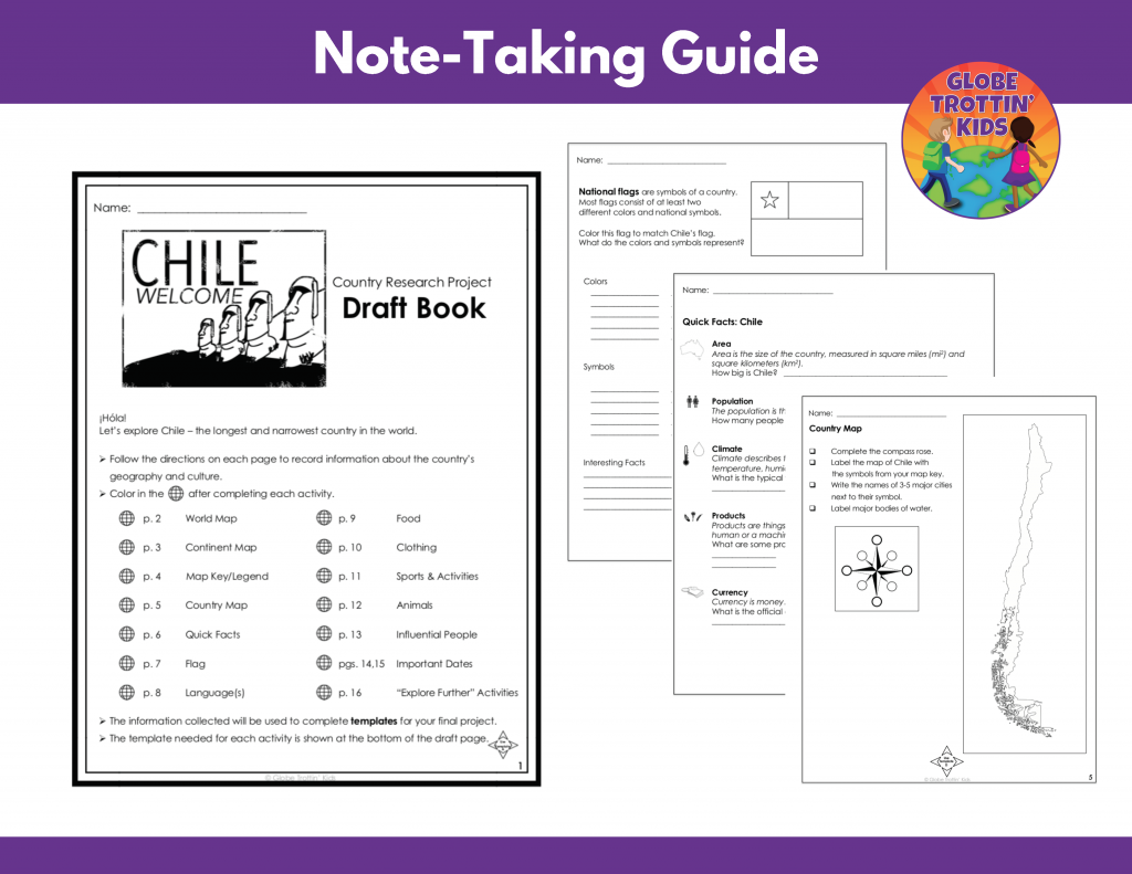 graphic organizers for Chile research project note-taking